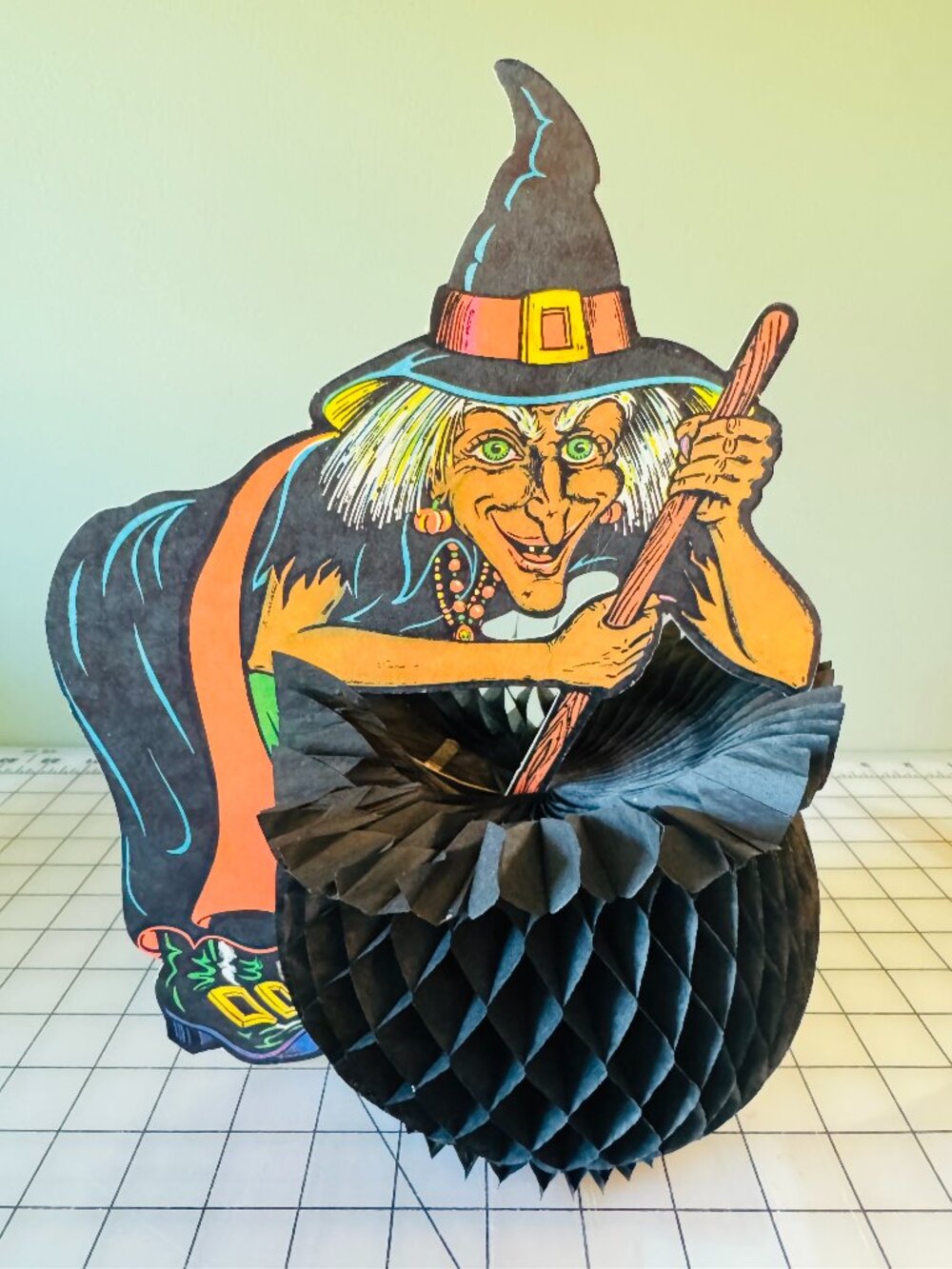 Vintage Beistle Halloween Witch Honeycomb Tissue Paper Decor